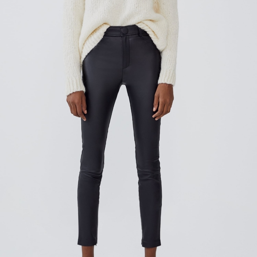 NWT,  ZARA, WAXED FINISH LEGGINGS, XS